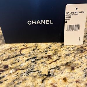 CHANEL Elegant Black Fingerless Gloves Box.